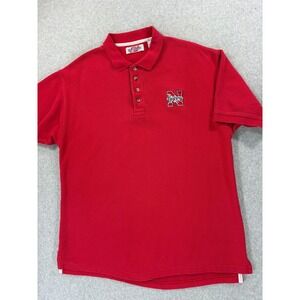 Nebraska Cornhuskers Stitched Vintage 90's Campus Polo Shirt (Men's Large) Red